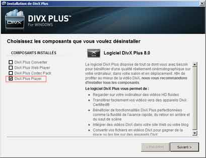 désinstaller Divx Plus Player