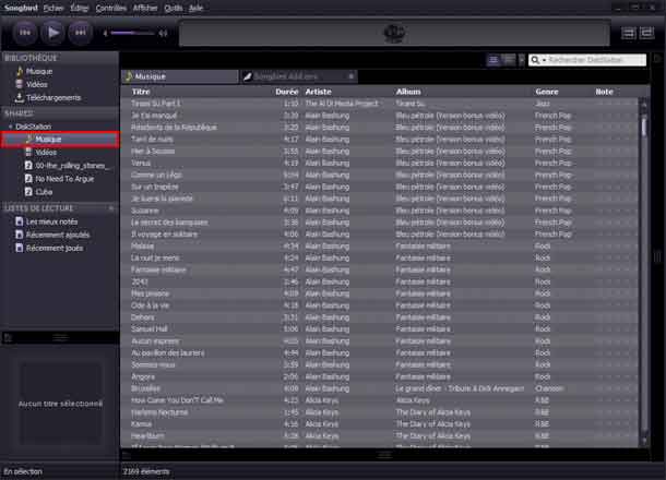 Interface de SongBird