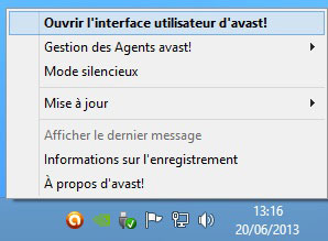 Avast - zone de notification