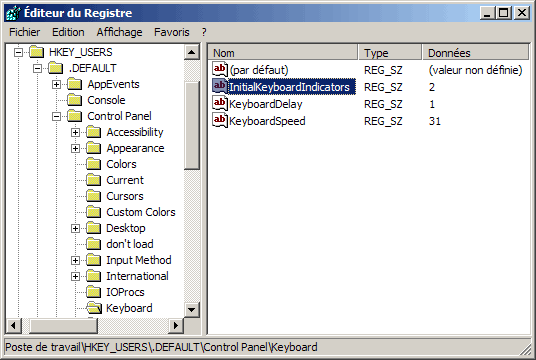 Verrouillage du pavé numérique au démarrage