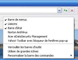 Les barres d'outils d'Internet Explorer 7