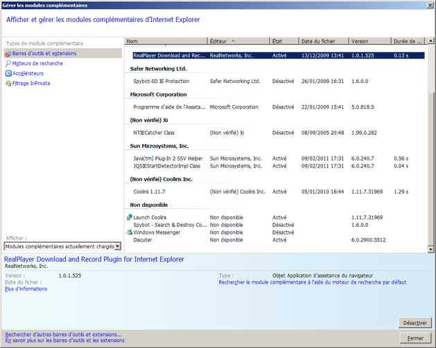 Les BHO dans ShellExView