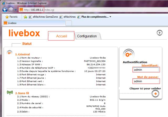 Livebox 2 : accueil
