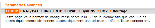 Livebox : configuration avanc&eacute;