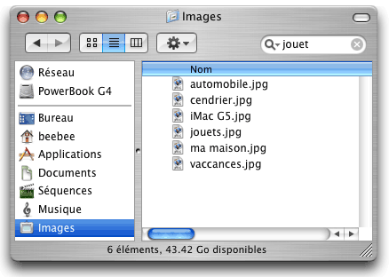 Recherche dans Mac OS X 10.4