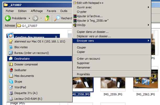 Insérer des photos en pièce jointe