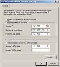Paramétrer l'adresse IP manuelle