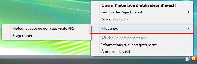 Mise à jour de l'antivirus Avast