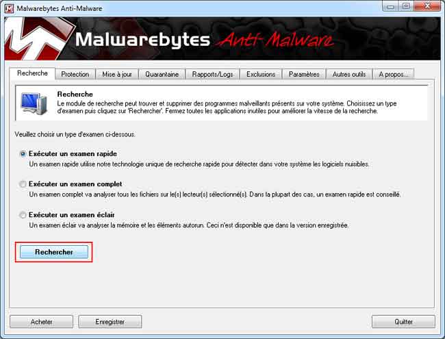 MBAM : Rechercher