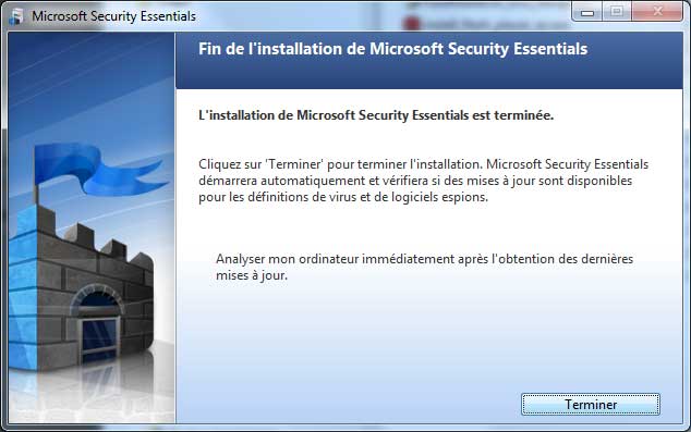 Microsoft Security Essentials : Installation
