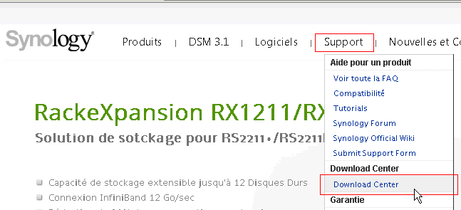 T&eacute;l&eacute;chargement sur le site Synology