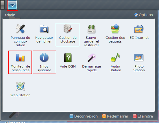 Synology DSM 3.1 : Menu Principal