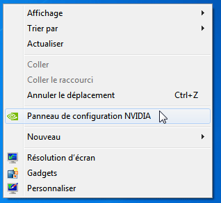 Panneau de configuration Nvidia