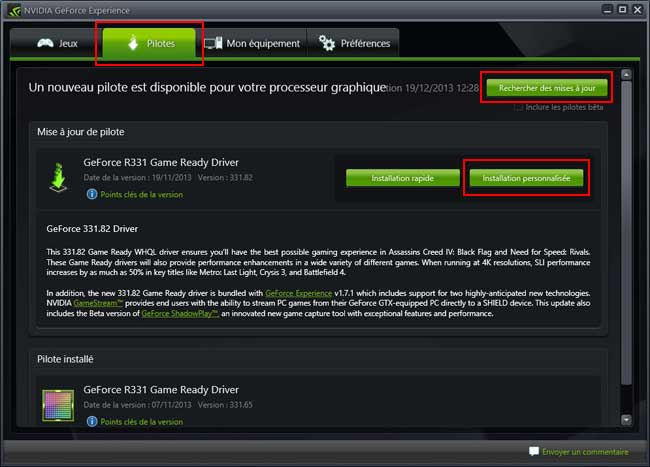 Mise à jour Nvidia sous Windows 8