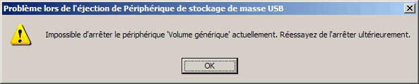 Impossible de retirer le périphérique