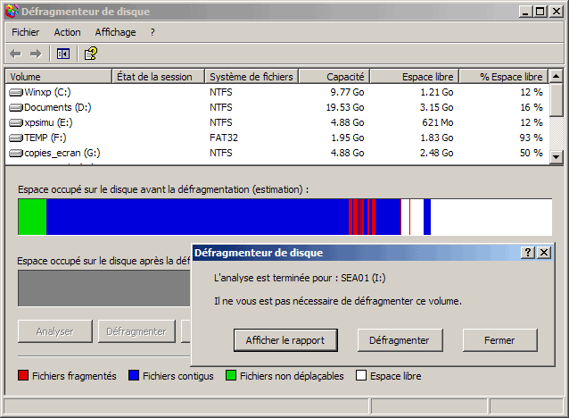 defragmenteur de disque windows xp
