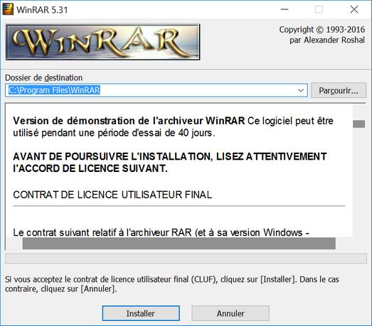 WinRAR : installation