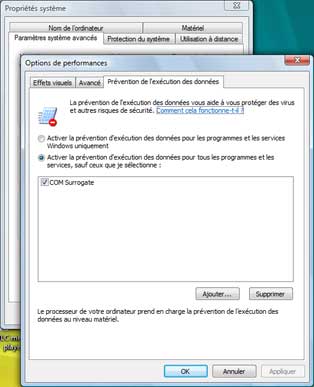 DEP sous Windows Vista