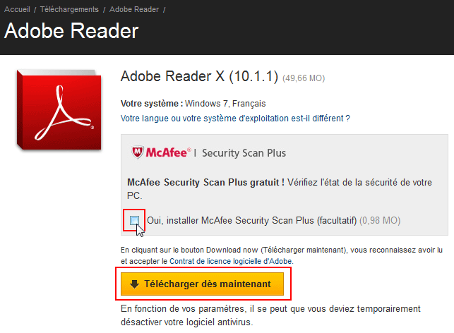 Adobe Reader : Téléchargement