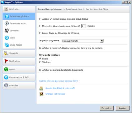 Skype : Options