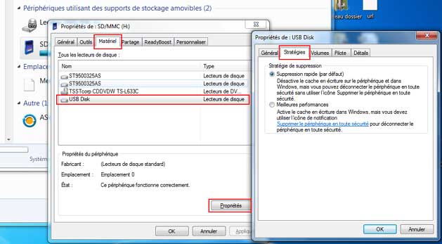 Retirer le périphérique USB sous Windows 7