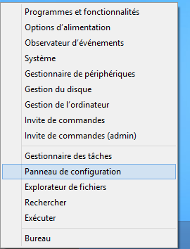 Windows 8 : menu droit