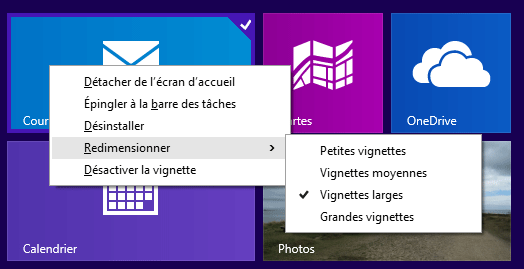 Windows 8.1 : Ecran d'accueil - clic droit