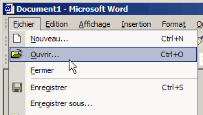 Menu Fichier de Word