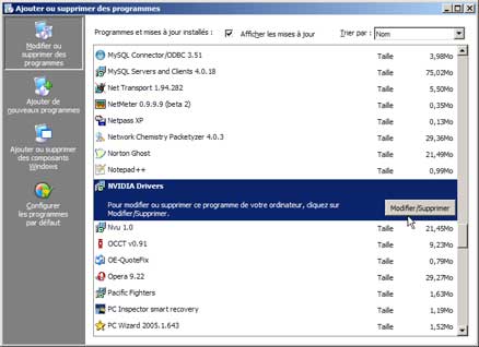 Désinstaller un pilote