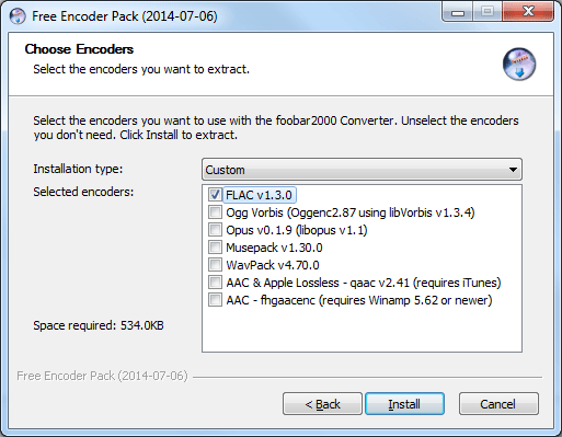 Foobar2000 - Install FLAC