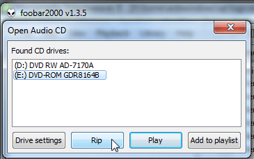 Foobar2000 Open CD