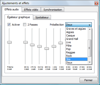 VLC : Egaliseur