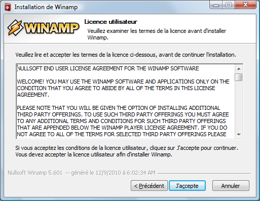 Installation de Winamp 2