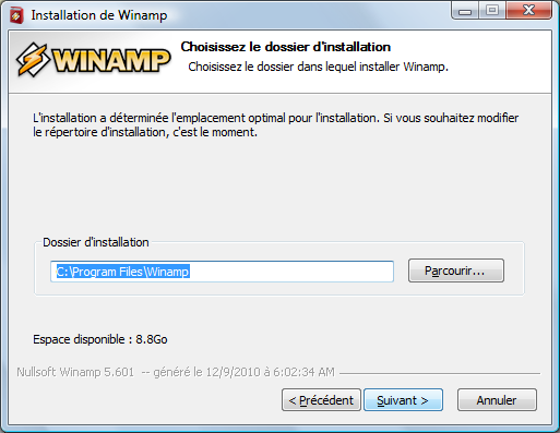 Installation de Winamp 3