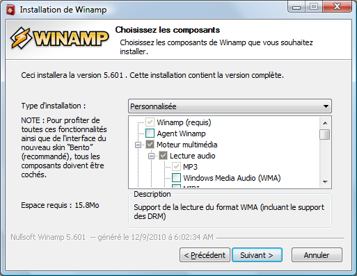 Installation de Winamp 4