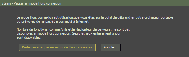 Lancement de Steam hors connexion