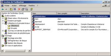 Utilisateurs et groupes locaux