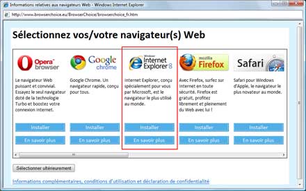Choix du navigateur