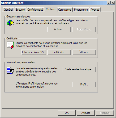 Configuration d'Internet Explorer - Aidewindows.net
