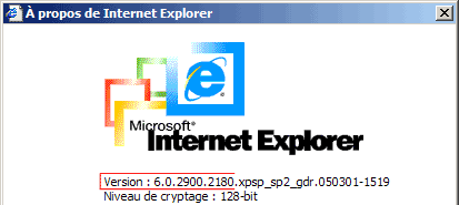 Version d'Internet Explorer
