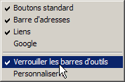 Déverrouiller les barres d'outils