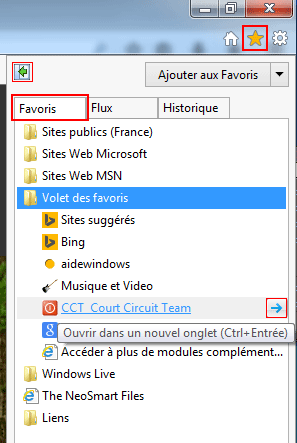 Windows 7 et Internet Explorer 11 : Favoris