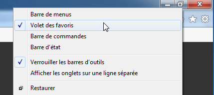 Windows 7 - Internet Explorer 11 : Volet des favoris