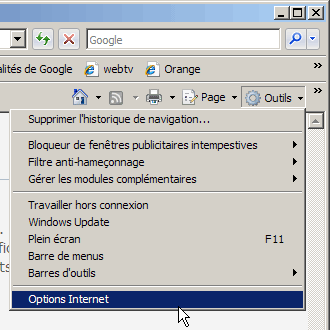 Démarrer IE7 sans modules complémentaires