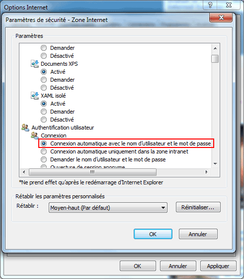 Mot de passe dans Internet Explorer _