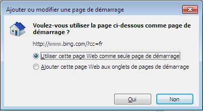 Modifier la page de démarrage