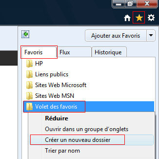 Internet Explorer 9 : Les favoris