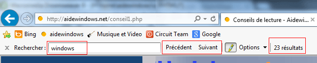 Rechercher dans la page