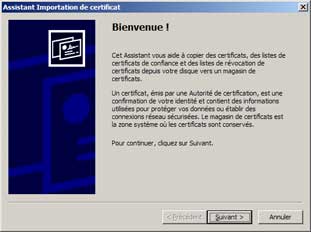 Importation de certificat