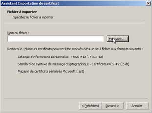 Importation de certificat